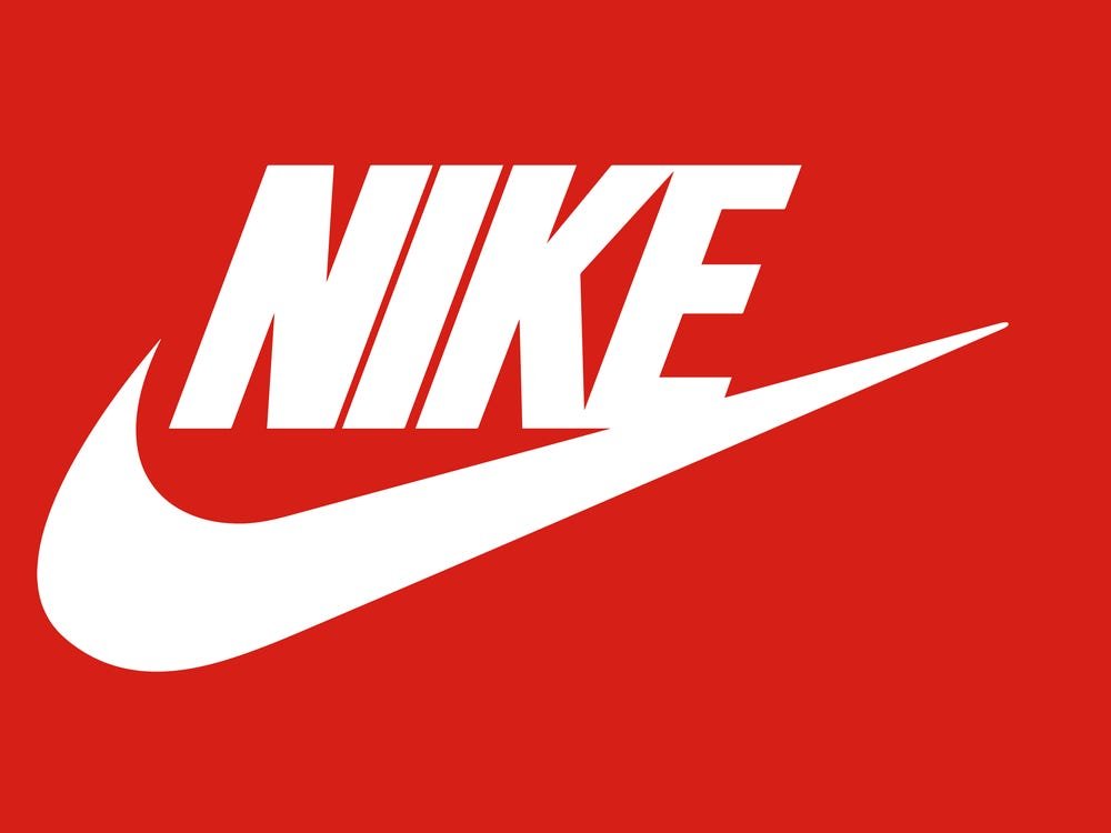 Red and white NIKE logo with swoosh illustration.